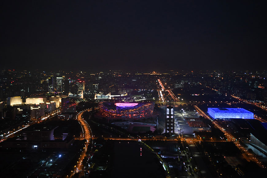 这是10月28日拍摄的国家体育场夜景。