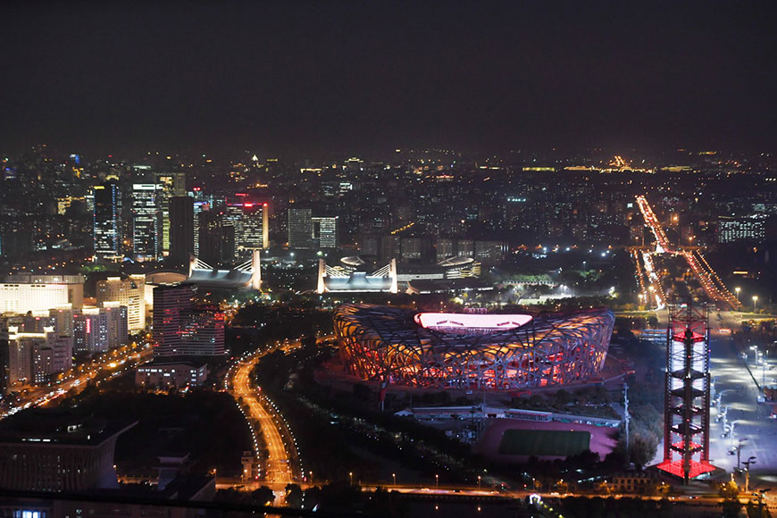 这是10月28日拍摄的国家体育场夜景。