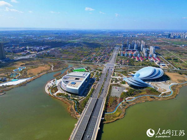 航拍蝶湖公园一景。人民网记者王继亮摄