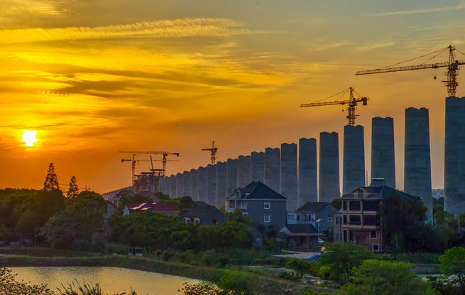 浙江嘉兴：杭州湾跨海铁路大桥建设有序推进