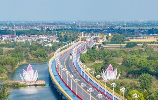 江苏兴化：“四好农村路”秋日美景